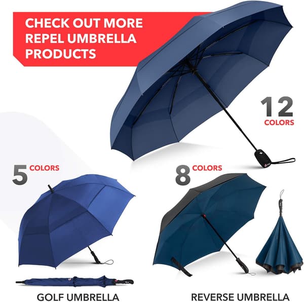 Umbrella Windproof Travel Umbrellas for Rain - Easy Automatic Open and Close, Durable & Compact Umbrella, Strong Fiberglass Frame, Waterproof Canopy Navy Blue