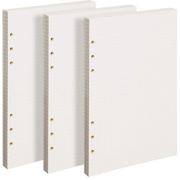 A5 3-pack 5 mm rutat papper, 6-håls övningspapper[BT}