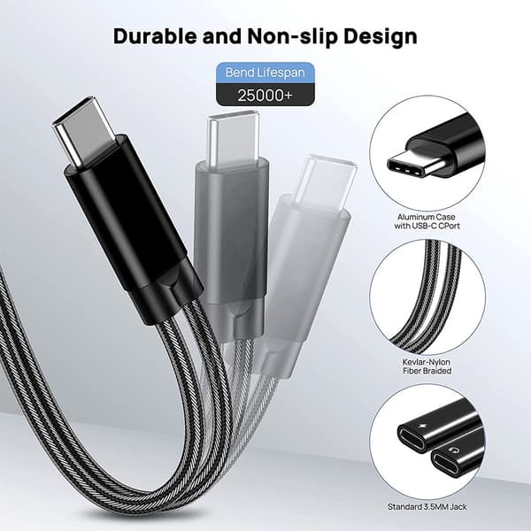 USB C-splitter, med 60W hurtigopladning i aluminiumlegering