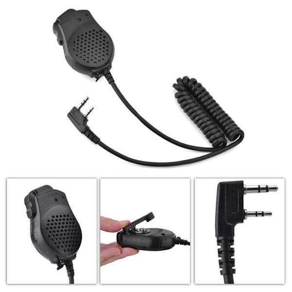 HURRISE Bärbar högtalare 2 stift PTT Mikrohögtalare för Baofeng UV-82 Tvåvägsradio Walkie Talkie