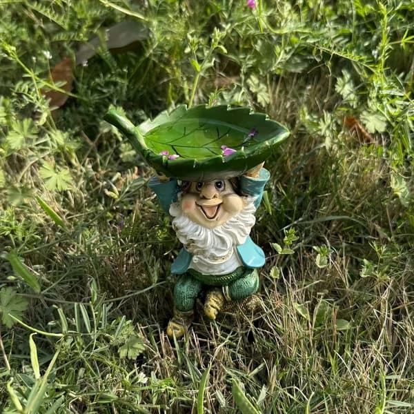 Amerikansk Gnome Fuglefoder (Blad-Holdende) | Resin Have Gårdhave Skulptur_dværg_ dwarf