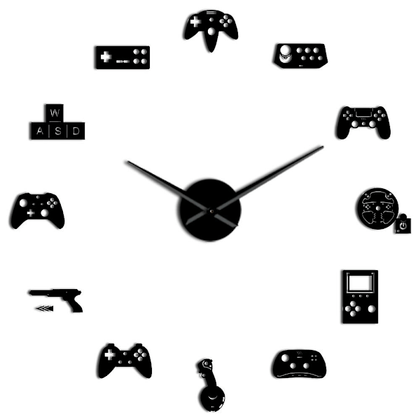 Spelkontroll Video DIY Jätteväggklocka Spelkontroll Dekaler Gamer Väggkonst Videospelskylt