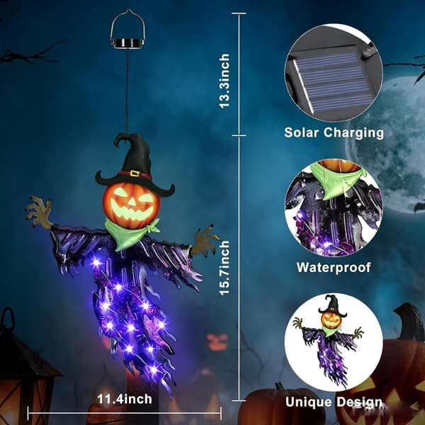 Halloween Hængende Lysende Græskar Heks Spøgelse Gårdsdekoration, Jernhåndværk Vægkunst