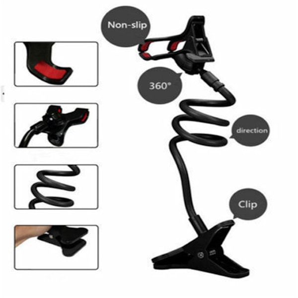 Telefonholder, Bærbar Beslag, Seng/Skrivebordsholder, SORT Black