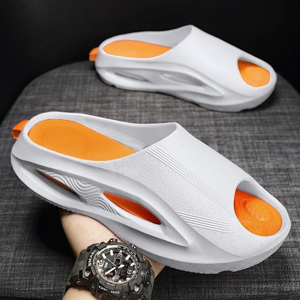 Sommer Fashion British Style Hjemmesko Mænds Bløde Sål Sky Følelse Ungdom Udendørs Sport Anti-Slip Store Seje Slippers Hvid White 39-40