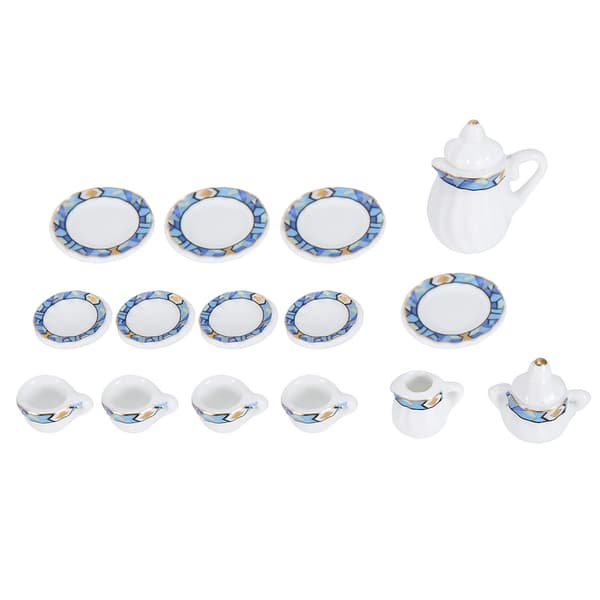 1:12 Dockhuskök Miniatyr 15 st Porslinsblommiga Tekoppar Set Dekorationssamling (#2)