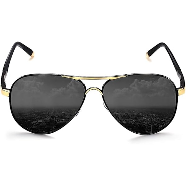 Polariserade Aviator Solglasögon för Män och Kvinnor - Metalliska Flat Top Solglasögon
