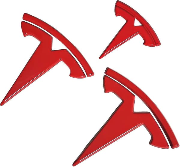 3-pak Tesla Model 3 Rattsving Emblem Dekaler (Rød)