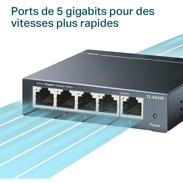 Ethernet-kytkin (TL-SG105) Gigabit 5 RJ45 -metalliporttia 10/100/1000