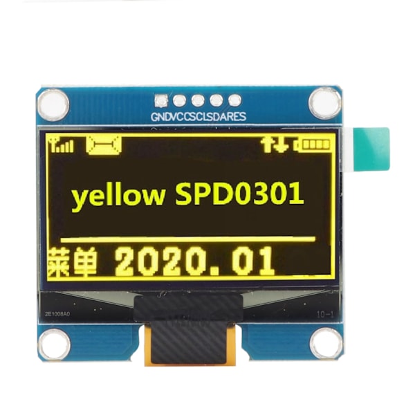 1,54 tommer displaymodul 5 pin IPS SPD0301 IC 128x64 opløsning SPI IIC interface organisk lysemitterende diode modul gul