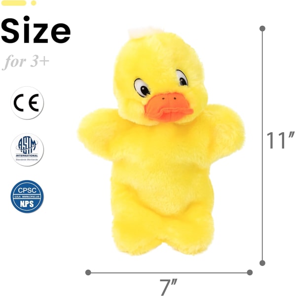 Anka handdocka plysch interaktivt djurleksak för rollspel berättande förskoleundervisning födelsedagspresenter för barn pojkar flickor gul, 11''