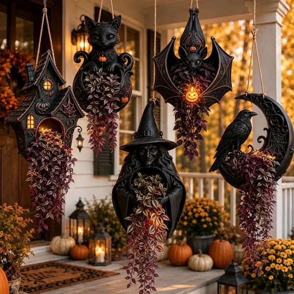 Halloween-amppeli, koristeellinen hartsiamppeli kotiin ja puutarhaan Witch