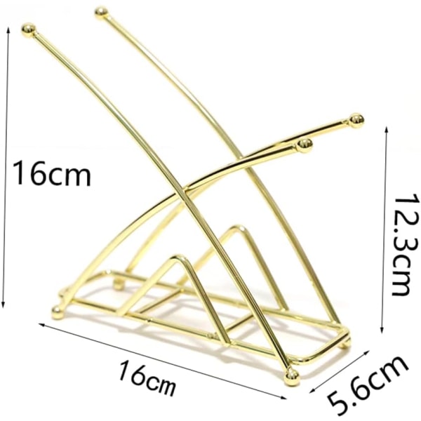Serviettholder, serviettholder for bord, serviettholder i papir for spisebord, stue, hjemmedekor (gull, 16 x 5,6 x 16 cm)