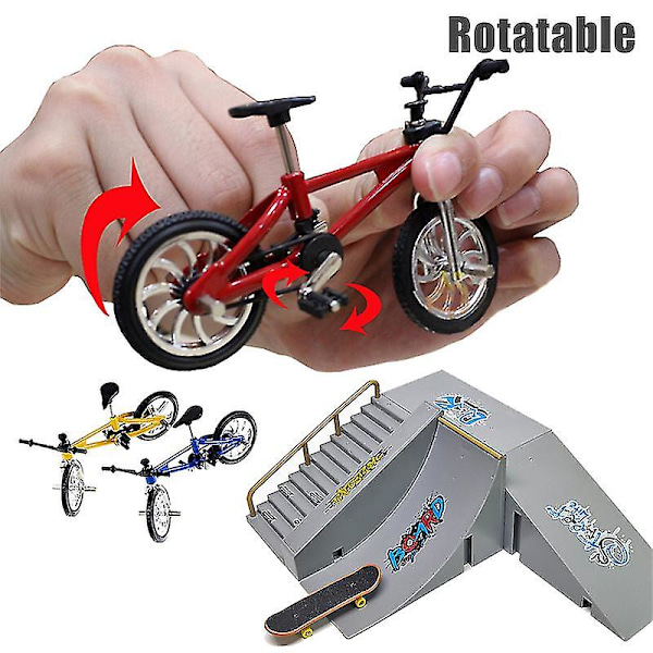 Tech Finger Skateboard Kit Finger Bike BMX Mini Tvåhjulig Scooterbräda Skate Fingers Sport Träning Rekvisita Ramp Skate Park Leksaker Pop 113-C 24X10X10cm