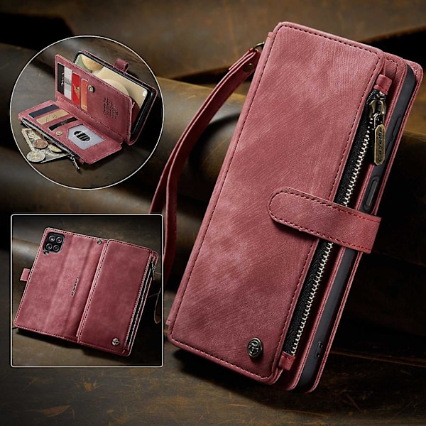 For Samsung Galaxy A12/A12 (Indien) Telefon Etui Lynlås Lommepung med Flere Kortpladser Auto Clo