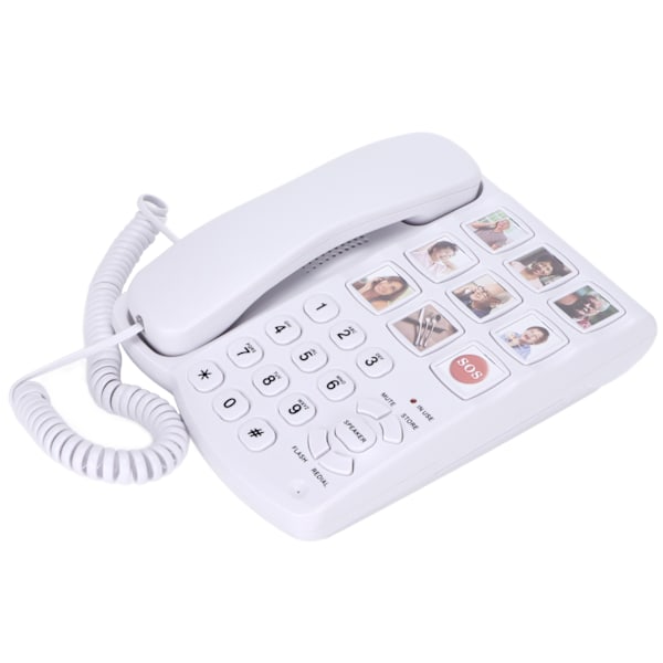 LD-858HF telefon med stor knapp forsterket fotominne med ledning fasttelefon for eldre eldre