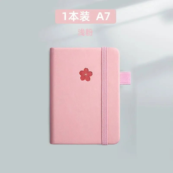 Mini A7 Fickanteckning Handgjord Läder 100 Ark Anteckningsblock Bärbar Resedagbok Planerare Schema Kawaii Skola Kontorsmaterial Ljusrosa light pink A7