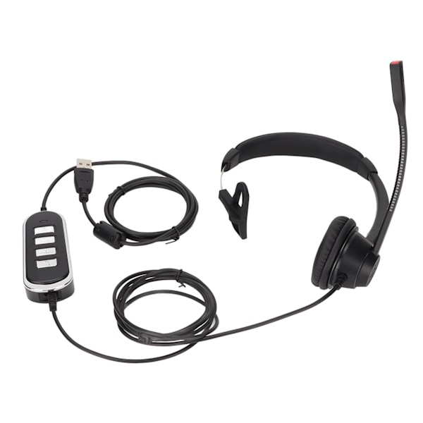 Telefonheadset Svart Monaural Brusreducerande Headset med mikrofon USB ljudkort för kontorskundtjänst