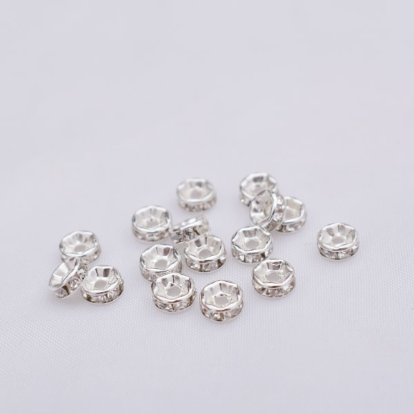 CDQ Distanspärlor lösa pärlor för smyckestillverkning 100-pack Silver 6 mmCDQ