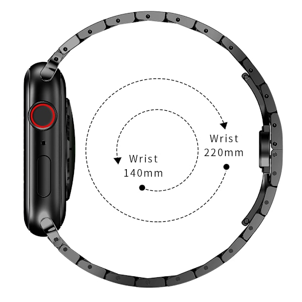 Luksusranneke Apple Watch -rannekkeelle 45mm 44mm 49mm 42mm 41mm 40mm 38mm Metalli ruostumaton teräsranneke iWatch Series 7 8 SE 3 Ultra musta punainen black red 42mm 44mm 45mm 49mm