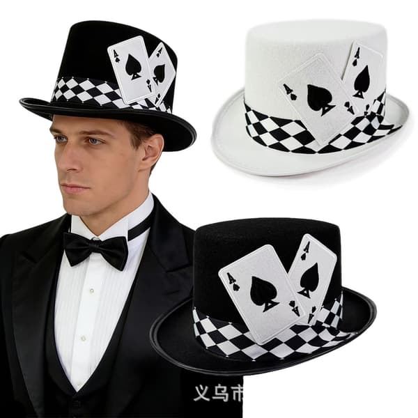 Hög hatt i Lincoln-stil, spader-trollkarlstillbehör för scenframträdanden