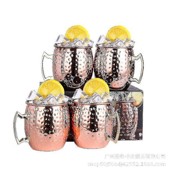 Koppar Muggset med 4 Koppar, Koppar Mule för Moscow Mule Cocktail, 16oz Presentset