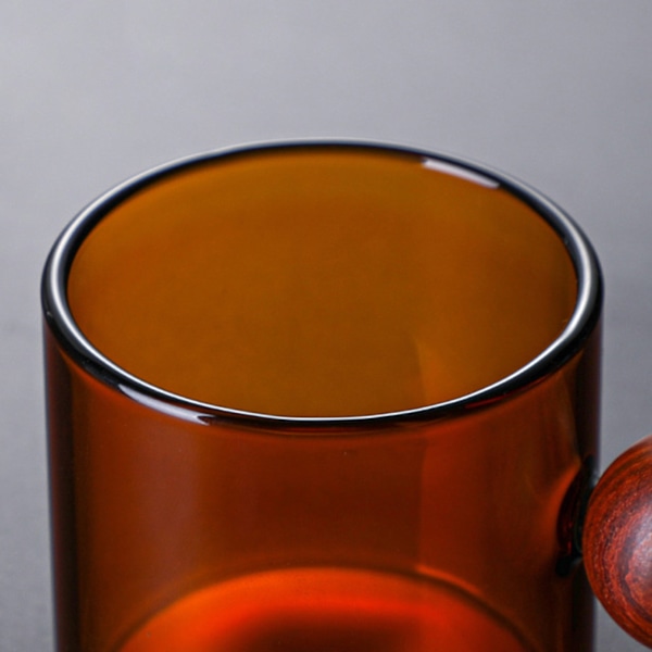 Fargerike Glasskaffe Kopper med Treballhåndtak Stilig Drikkemugg Vannkopp for Te Kaffe Latte Blå Blue 220ml