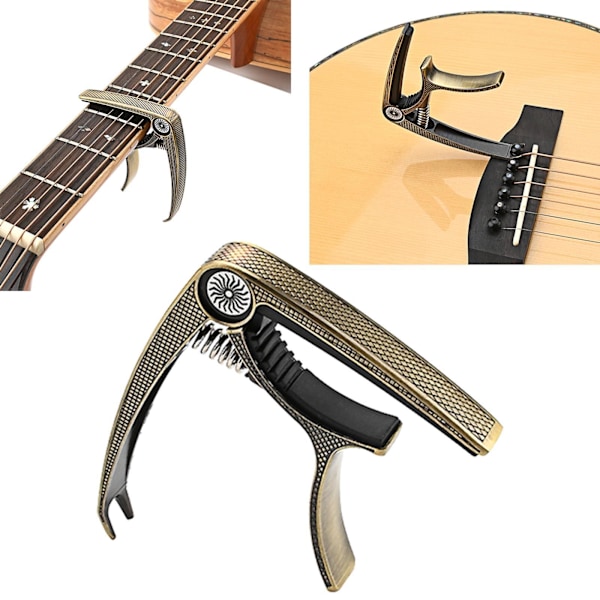 1/2/3 Gitar Capo Akustisk Klips Hurtig Skift Klemme Nøkkel for Bronse 9.3x7.5x1.5cm Bronze 9.3x7.5x1.5cm Set