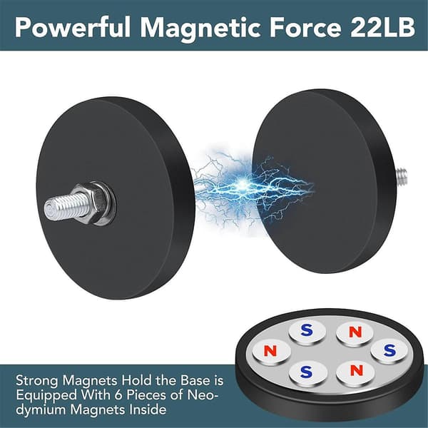 Gummierte Magnete, 22lbs Neodym-Magnetfuß mit M6 Gewindemagnet mit Schrauben und Muttern, stark