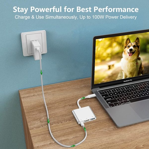 USB C till HDMI USB C-adapter med 4K HDMI-utgång USB 3.0-port och