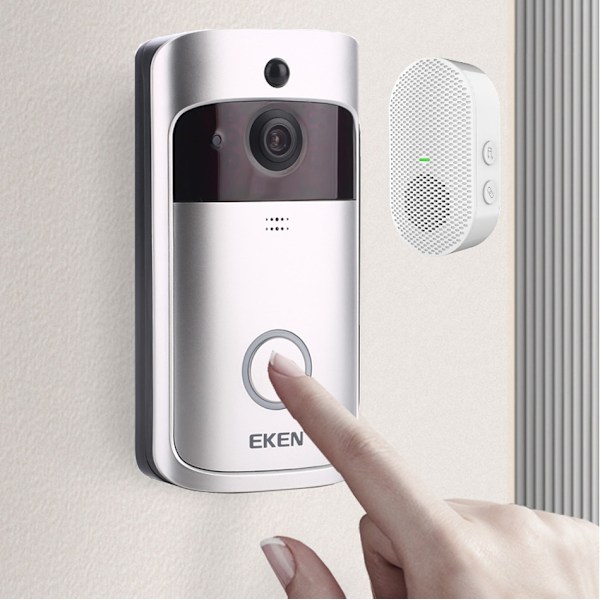 Smart WiFi videodørklokke kamera visuel dørtelefon med ur