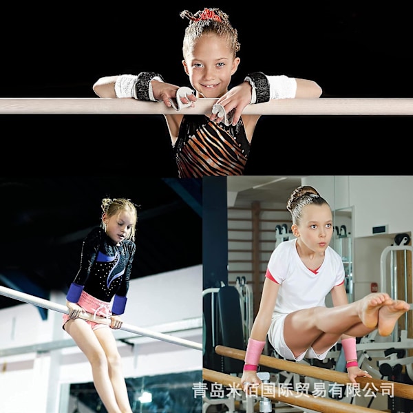 Mkk Kids Gymnastics Grips, Rosa barns sport handflata handtagsskydd med rosa svettband elastiskt pannband för ungdomar barn flickor pojkar gym