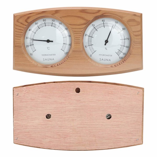 Hygrometer for badstue i tre med dobbel knott, badstue termometer, dobbel knott, badstue temperaturmåler, hygrometer