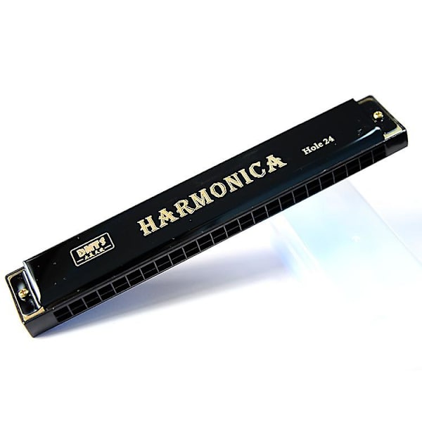 24-huls metal harmonika til begyndere - sort