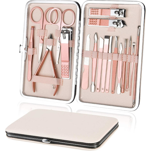 Manikyr- och Pedikyrset, 18 delar Professionellt Nagelklipparset, Stai
