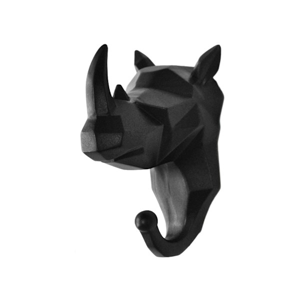 1/2/3/5 Robust og holdbar dyrehoved nøglekrog til enkelt sort (næsehorn) Black (rhino) 2 Set