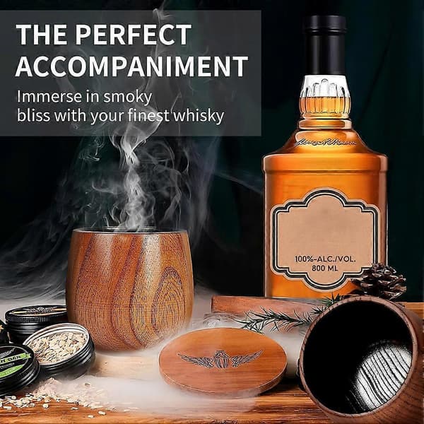 Whiskeyglas i trä, set (2 st) - Förkolnade Old Fashioned-glas för män, premiumdryckesglas för whiskeyentusiaster 3pcs