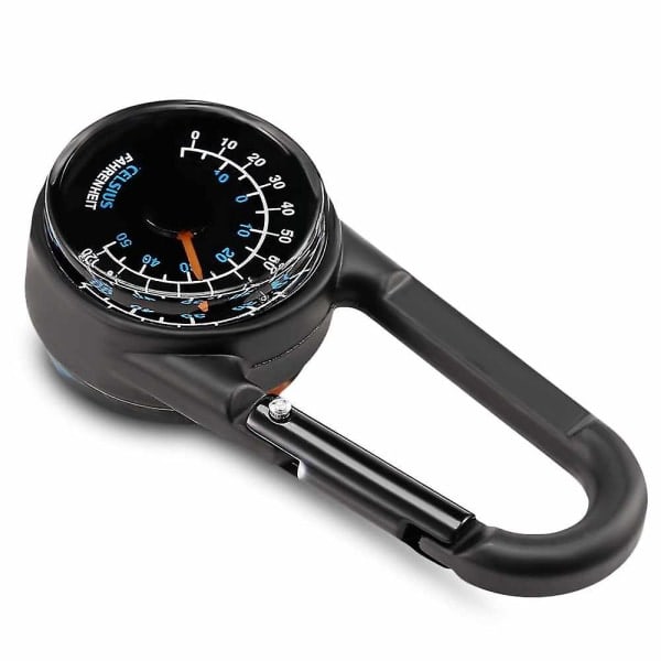 Dubbelsidig 3-i-1 mini kompass karbinhake termometer