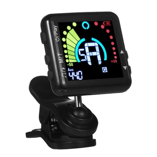 Professionell Gitarrstämmare Uppladdningsbar Gitarrstämmare Clip On LED-Display med Metronom för alla Instrument Gitarr Violin Ukulele black