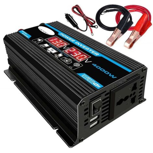 12V 220V Ren Sinus Inverter 4000W Ren Sinus Inverter Transformator med Fjernkontroll & Dobbel AC Strømuttak for RV Truck Bil