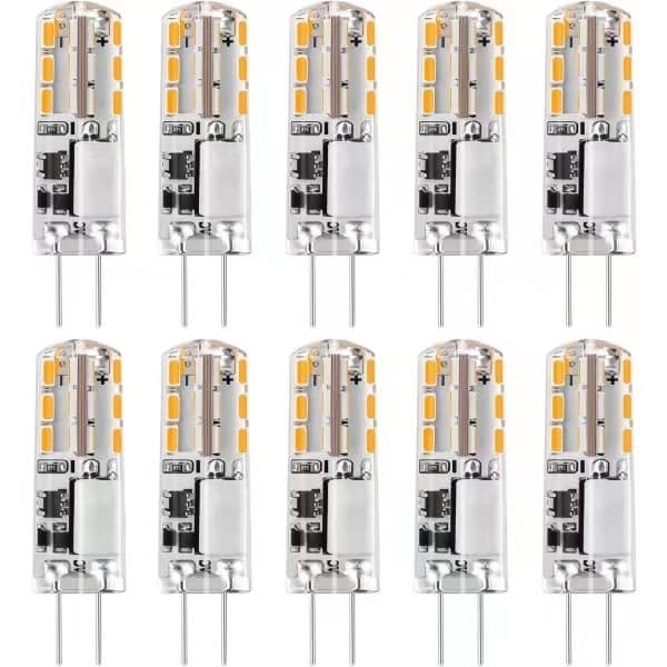 10x G4 LED-lampor 12V AC/DC Varmvit 3000K 2W, dimbar ljus-[BT]