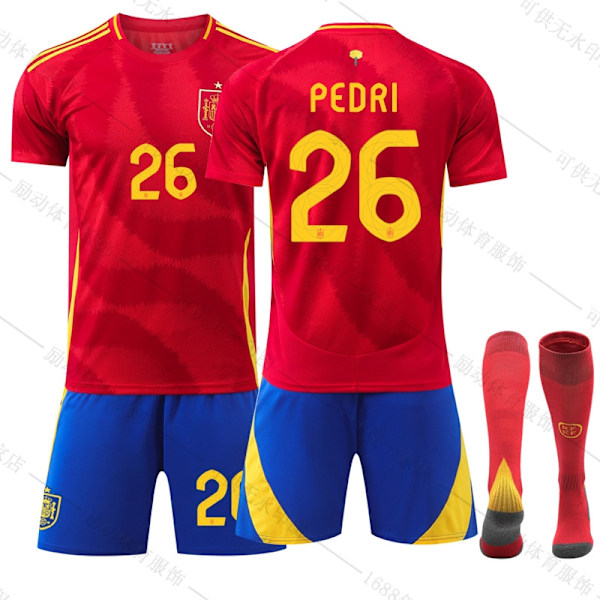 Gos- 2024 Spain HOME EC football shirt 26 PEDRI-WELLNGS 26 PEDRI