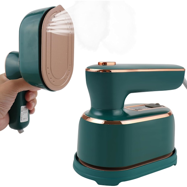 Mini ångstrykjärn, 1090W hopfällbart handhållet ångstrykjärn för resor, keramisk non-stick-sula, 15s snabb uppvärmning Green