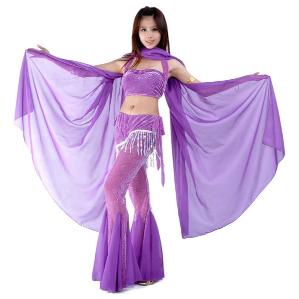 Bukdans slør Dansere sjal LILLA Purple