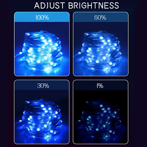 2M LED Bluetooth-kaukosäätimellä varustettu USB-valoköynnös RGB Jouluvalo 2M-20led