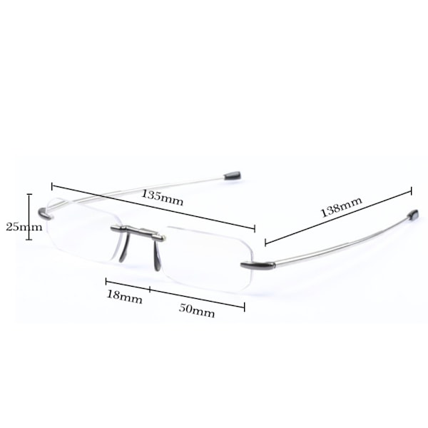 Rammeløse lesebriller Briller med etui +150 +150 150 150