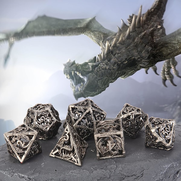 Hålmetall D&D Tärningar, Steampunk Polyhedral Tärningsspelset 7 Stycken