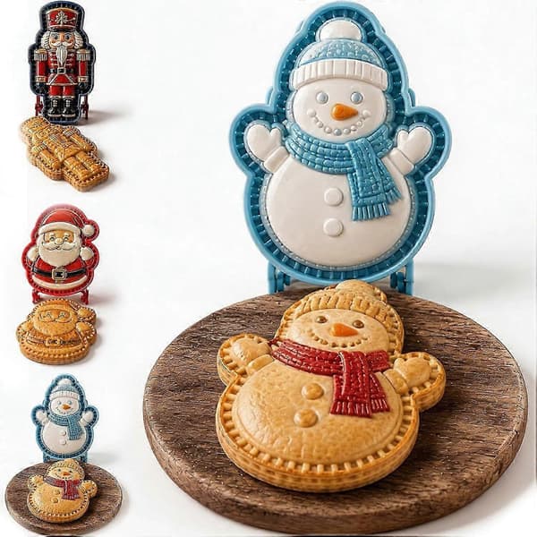 8-Design Jul Mini Pajformar att Välja | DIY Enkel med Tomte & Snögubbe - Återanvändbara Präglade Handbakformar Snowman