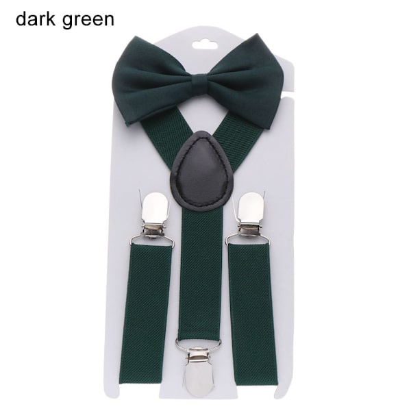 1 set barns hängslen elastiska hängslen ko slipsar MÖRKGRÖN dark green