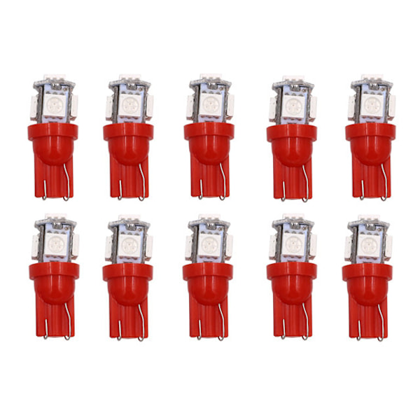 t10 w5w red Led with 5pcs 5050SMD chip 12v DC 10-pack Red